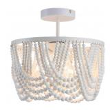 3-Light White Convertible Bead Chandelier