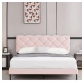 Queen Bed Frame Velvet Upholstered Pink