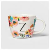 (6pk) 16oz Stoneware Monogram Floral Mug Z - Opalh