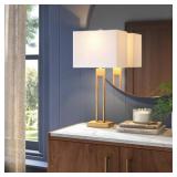 Window Pane Table Lamp with USB Brass