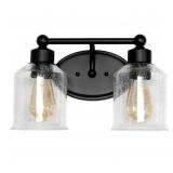 14 in. Black Decorative 2-Light Vanity Fixture