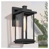 Lot (of 2) LNC Modern Black Outdoor Wall Lantern 1