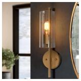 17in Modern Brass Wall Sconce with Glass