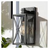 Lot (of 2) Black Outdoor Wall Lantern 1-Light Mode