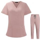 VIAOLI Scrubs V-Neck Top & Jogger Pants Set Size S