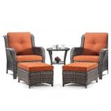 5 Pc Patio Set  Chairs  Table & Ottomans