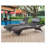 Brown Adjustable Resin Outdoor Chaise Lounger