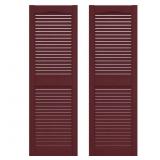 14.5x25 Louvered Vinyl Shutters Wineberry