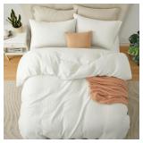 Queen 100% Cotton Waffle Weave Duvet Cover Set