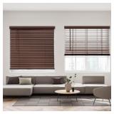 24"W x 48"H DEZ Cordless 2 Faux Wood Blind, Dark O