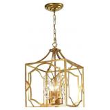 12-inch Goldtone Leaf 4-Light Square Pendant