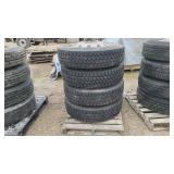 (4) 11R- 22.5 Truck Drive Tires w/ Aluminum Rims