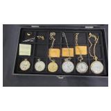 Waltham Display Case w/ (6) Pocket Watches