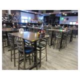 8 WOOD/METAL BAR HEIGHT FOUR-TOP TABLES &  BAR STO