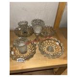 Lot of Candle Holders Vintage Fostoria (hallway)