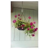 Hanging flower pot with flowers