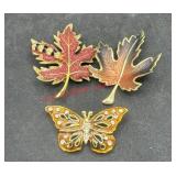 Maple leaf and butterfly brooch lot master