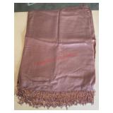 Mauve colored shawl with beaded fringe- master