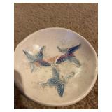 Blue heron ash tray key bowl