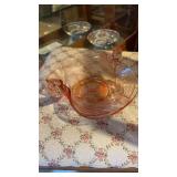 Double sided swan pink glass bowl