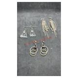 Set of 3 pairs hoop and hanging earrings