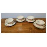 (4) Desert Rose Teacups and Saucers