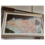 Painting of reclining nude on canvas by Joan