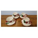 (4) Vintage Franciscan Apple Tea Cups and Saucers