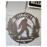 Metal welcome bigfoot sign, appx 15" wide