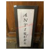 Wooden antiques sign