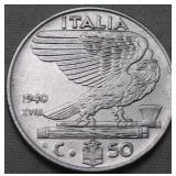 Italy 50 Centesimi 1940