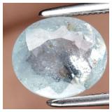 1.59ct 8.5x7.2mm Oval Natural Unheated Blue Aquama