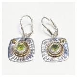 2-toned Silver Peridot(0.75ct)  Earrings  (~weight