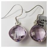 Silver Pink Amethyst(10.5ct)  Earrings (~Size  0)