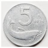 Italy 1954 LIRE coin 20.2mm