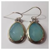 Silver Chalcedony  Earrings (~Size 0)  (~length 0