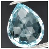 3.34ct 10.8x9mm VS Pear Natural Sky Blue Topaz Gem