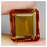 Gem Octagon Natural Orangey Yellow Citrine Brazil