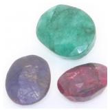 Lot of 24.57 ct total Emerald, Ruby, Sapphire Oval