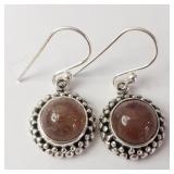 Silver Gemstone  Earrings (~Size 0) (~length  0 in