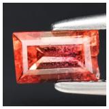 0.53ct 5.3x3mm Baguette Pinkish Orange Sapphire Ge