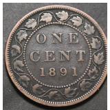 Canada Large Cent 1891 Obv 2 Large Date Large Leav