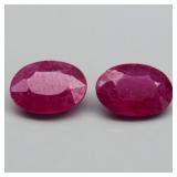 Pair 2pcs/1.77ct t.w Oval Purplish Red Ruby Gemsto