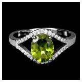 925 Sterling Silver Ring Oval Peridot 9x7mm Natura