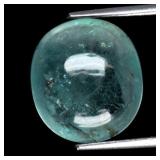 3.99ct 11x10mm Oval Cabochon Natural Bluish Green