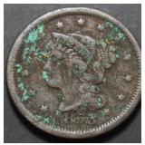 USA Braided Hair  large Cent 1853