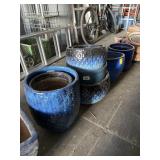 9 BLUE FLOWER POTS