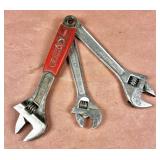 Lot of 3) Adjustable Wrenches