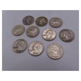 (10) Silver 1964pre Quarters Coins *invest*
