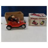 Tin BatteryOp Shaking Classic Car 8" Toy boxed run